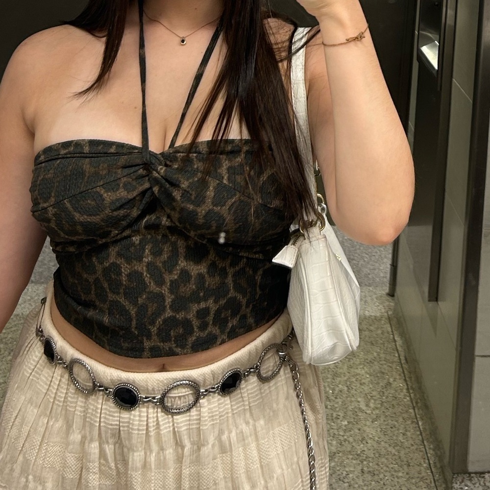 Cheetah print halter tie top